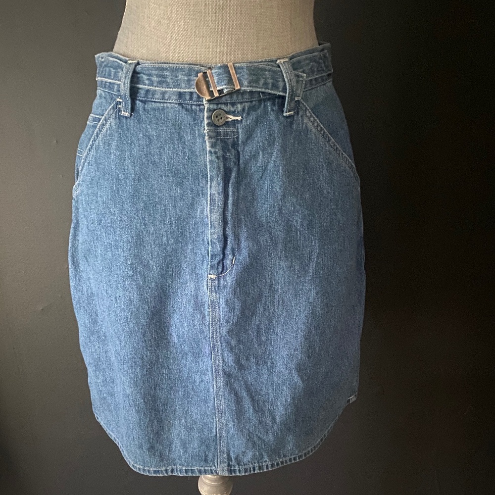 FADED GLORY Knee-Length Medium-Blue Denim Skirt w/Pockets Size 10